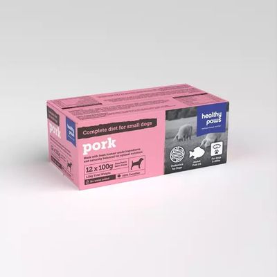 Healthy Paws Complete Small Dog Dinner Pork 12 x 100g