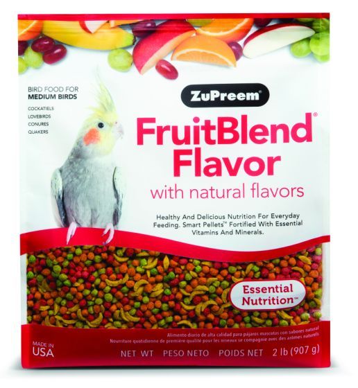 ZuPreem "Fruitblend" Food For Cockatiel, Lovebirds &amp; Medium Birds 2lbs (Cs=12)