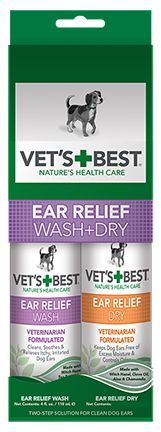 Vets Best Ear Relief Wash 4oz And Dry 2oz 2Pk