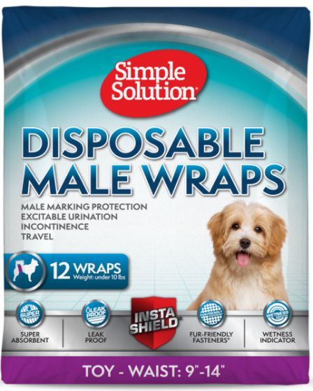 Simple Solution Disposable Male Dog Wraps XSmall 12 Pack