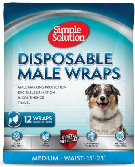 Simple Solution Disposable Male Dog Wraps Medium 12 Pack