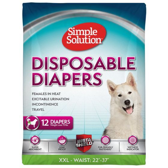 Simple Solution Disposable Female Dog Diapers XXLarge 12 Pack