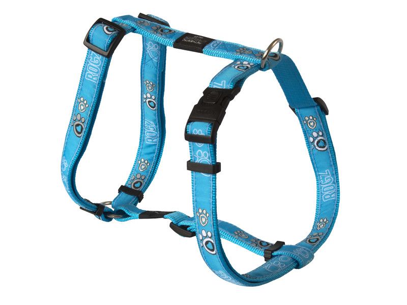 Rogz Fancy Dress Harness Turquoise Paw Small
