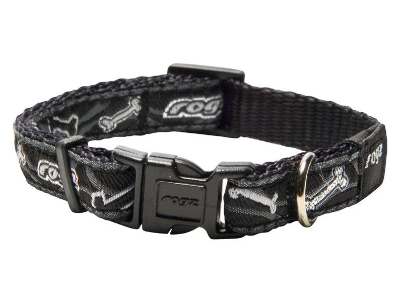Rogz Fancy Dress Collar Black Bone Small