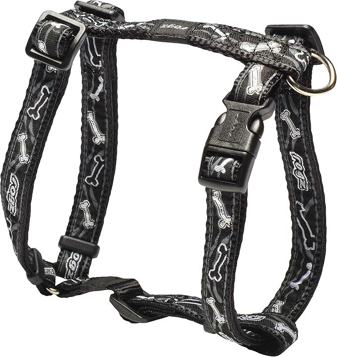 Rogz Fancy Dress Harness Black Bone Medium