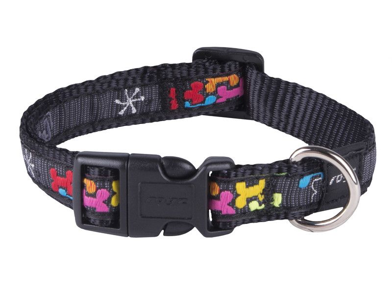 Rogz Fancy Dress Collar Black Multi Bone Medium