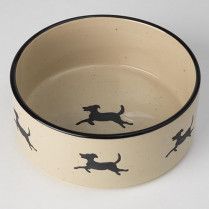 Petrageous Chasing Dogs Natural and Black Dog Dish 7&quot;