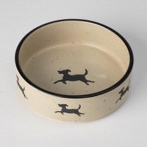 Petrageous Chasing Dogs Natural and Black Dog Dish 6.25&quot;