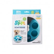 PetDreamHouse Spin Interactive Slow Feeder Pet Bowl Medium Level Palette Blue