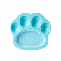 PetDreamHouse PAW 2-in-1 Mini Slow Feeder Dish and Lick Mat for Cats and Small Dogs Blue
