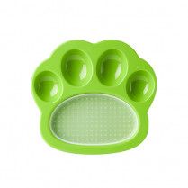 PetDreamHouse PAW 2-in-1 Mini Slow Feeder Dish and Lick Mat for Cats and Small Dogs Green