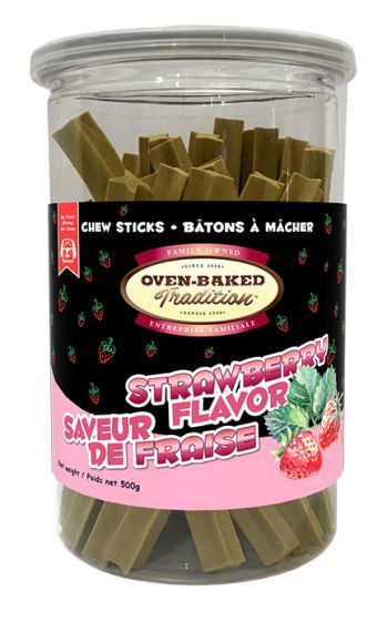 Oven Baked Tradition Strawberry Flavor Chew Sticks Dog 500g