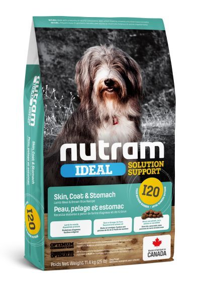 Nutram Ideal I20 Skin Coat and Stomach Support Lamb and Brown Rice Dry Dog Food 25 lb