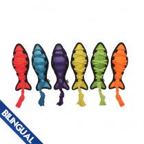 Multipet Cross-Ropes Fish Assorted Colors Dog Toy 11.5&quot;