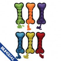 Multipet Cross-Ropes Bone Assorted Colors Dog Toy 11.5&quot;