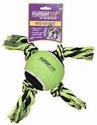 Multipet 4-Knot &#39;X&#39; Rope W/Tennis Ball 14&quot;