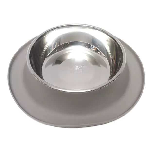 Messy Mutts Silicone Feeder With Stainless Bowl 6 Cups, XL Grey