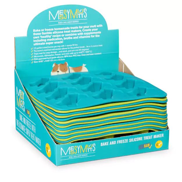 Messy Mutts Bake And Freeze Silicone Treat Maker. Blue/Green/Red