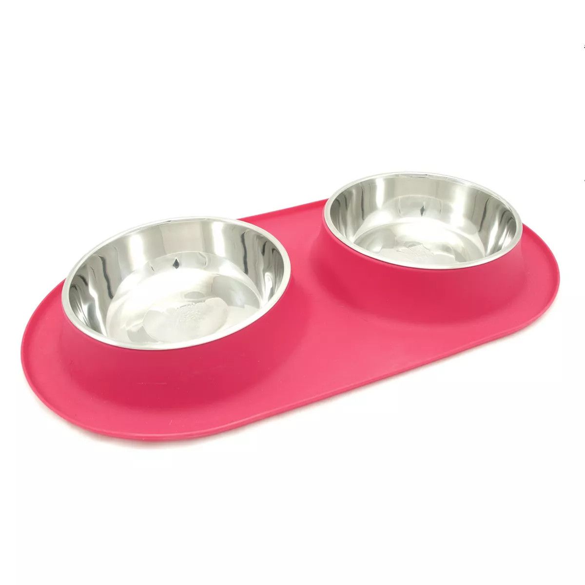 Messy Mutts Dbl Silicone Feeder With Stainless Bowls 3 Cups, Lrg, Watermelon