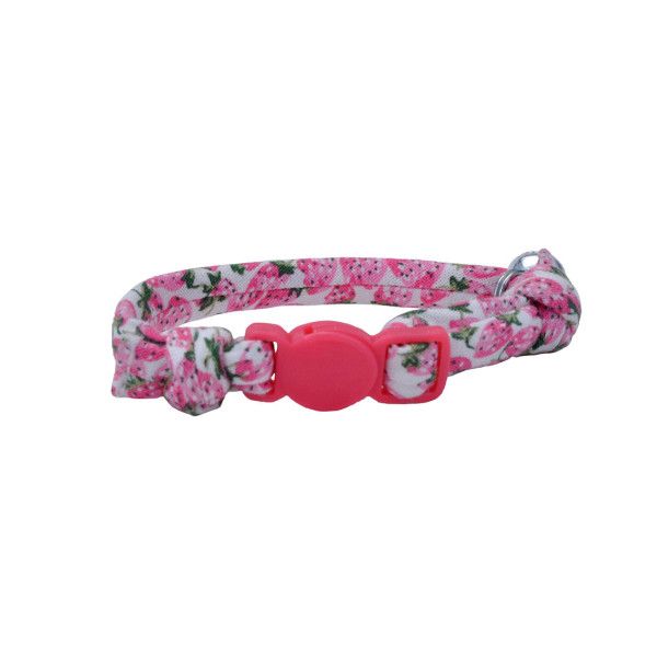 Little Pals Round Kitten Collar Strawberries Cat 1X1Pc 5/16X8In