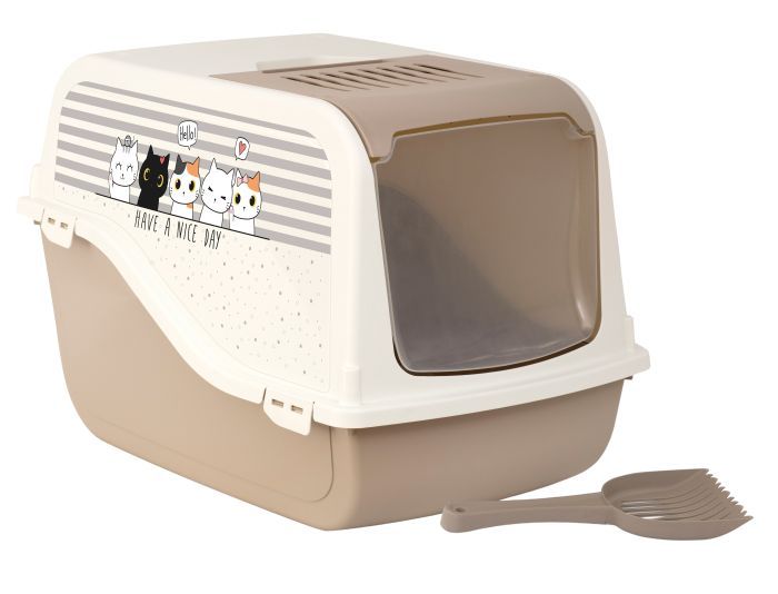 Bergamo Litter Pan Ariel Top Free Decal Mocaccino Cat
