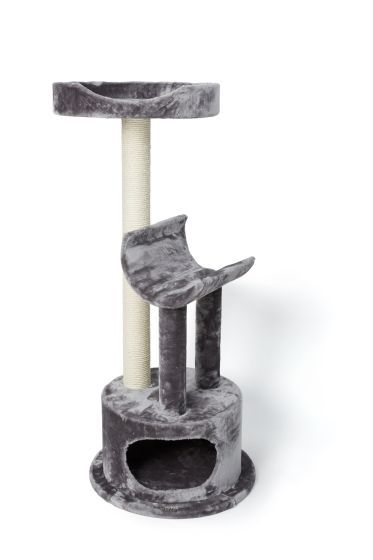 Bud-Z Cat Tree With Hideout Scratching Post And 2 Perches Grey Cat 60x60x142cm 1pc
