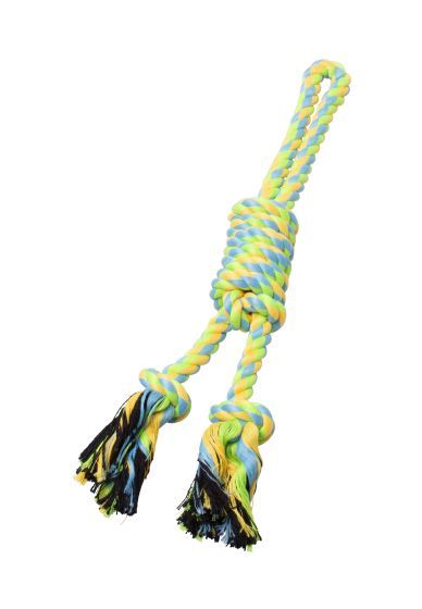 Bud-Z Rope Double Loop And Noose Knot Green And Yellow Dog 13.5Inch