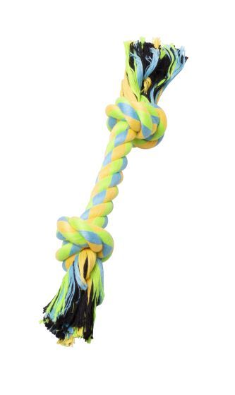 Bud-Z Rope With 2 Knots Green And Yellow Dog