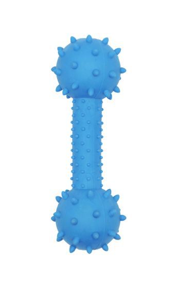 Bud-Z Rubber Dog Toy Spiky Dumbbell, Blue Dog 5.5in
