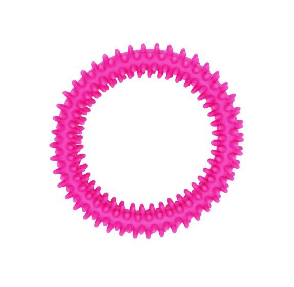 Bud-Z Rubber Dog Toy Spiky Ring, Pink Dog 4in