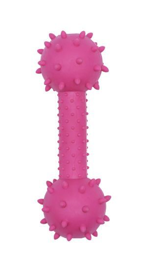 Bud-Z Rubber Dog Toy Spiky Dumbbell, Pink Dog 5.5in