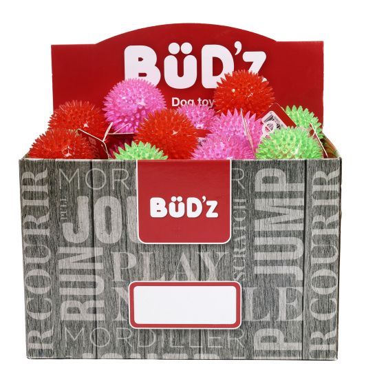 Bud-Z Rubber Spiked Ball Dog Toy Red