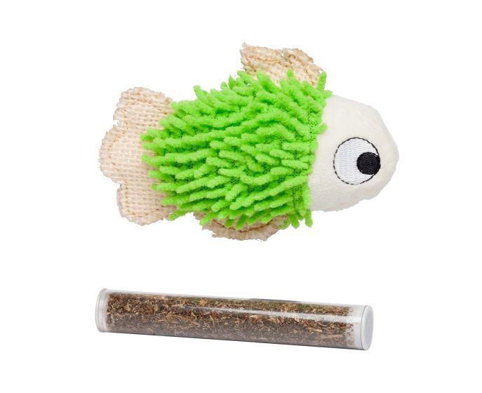 Bud&#39;Z Green Fish With Catnip Pocket Cat 4.5in