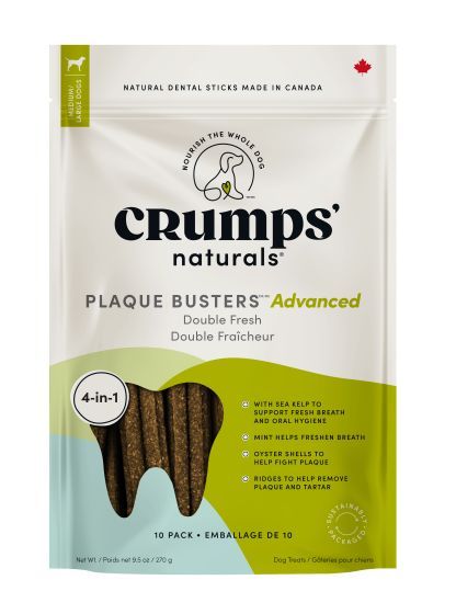 Crumps Plaque Busters Advanced Double Fresh Dental Sticks With Sea Kelp &amp; Mint Dog 10pc 7in 270g