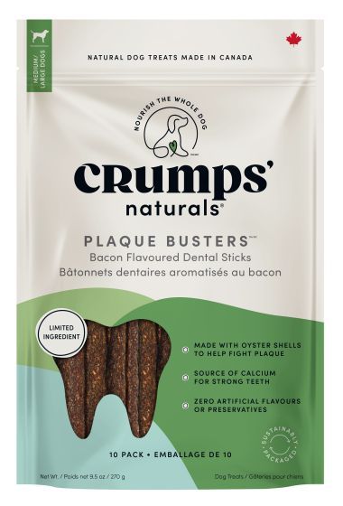 Crumps Plaque Busters with Bacon for Dogs 7&quot; 10 pack