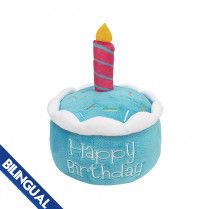 Foufoubrands Birthday Cake Plush Dog Toy Blue