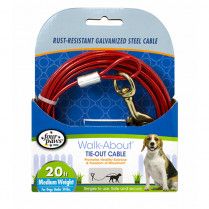 Four Paws Tie Ou T Cable Med Weight Red 20&#39;