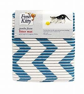 Fresh Kitty Foam Litter Mat Blue Chevron 40 X 20 inch