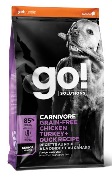 Go! Carnivore Grain Free Chicken Turkey Duck Senior Dog 22Lb
