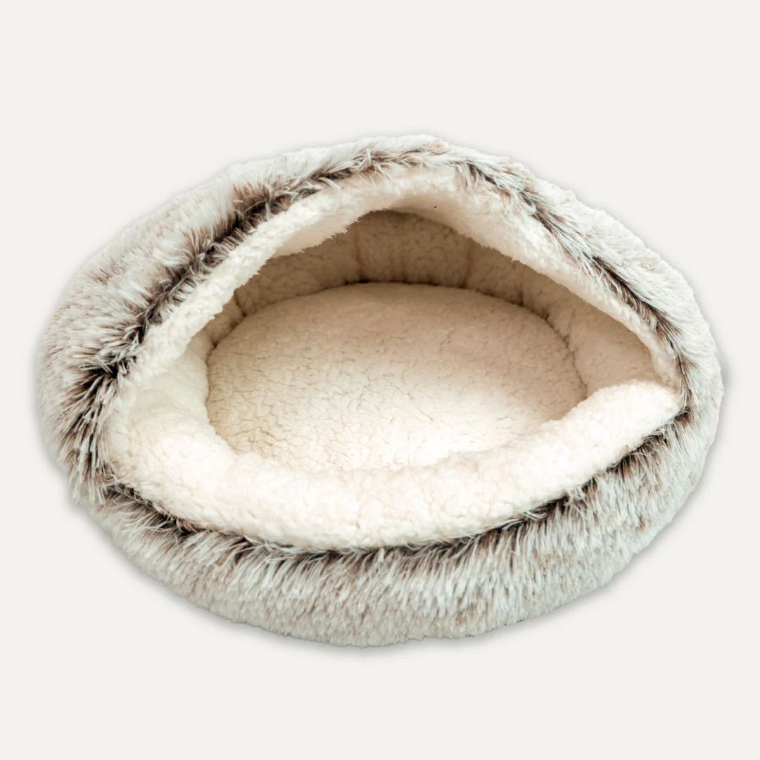 Goo-eez Hooded Plush Pet Bed Light Brown