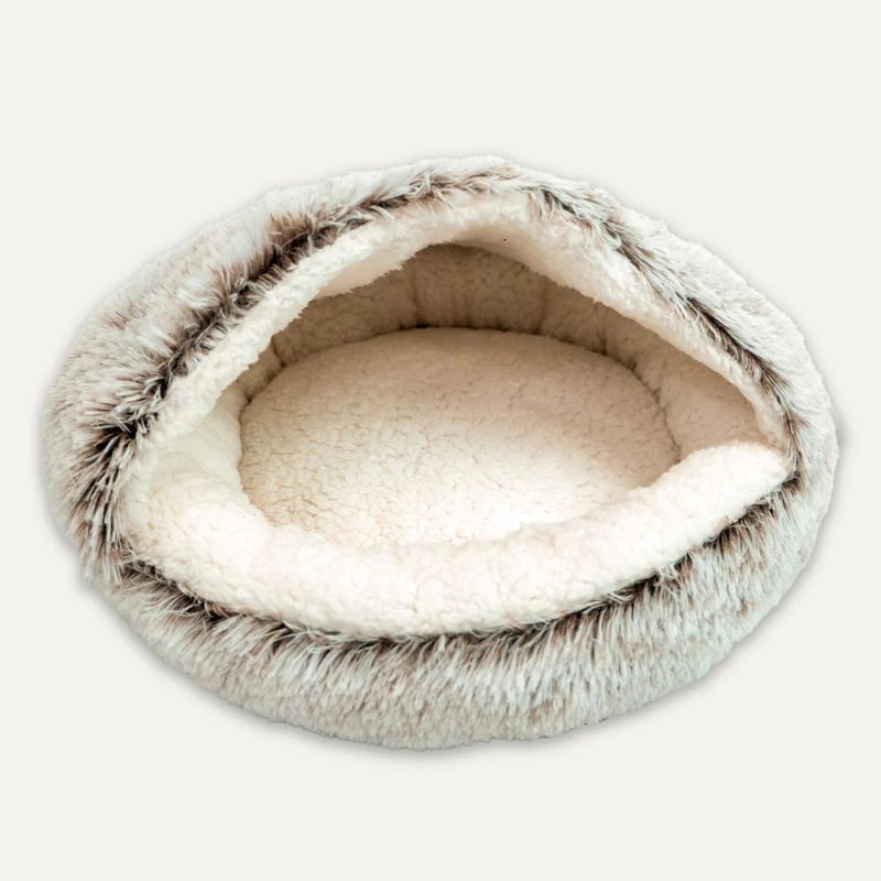 Goo-eez Hooded Plush Pet Bed Light Brown