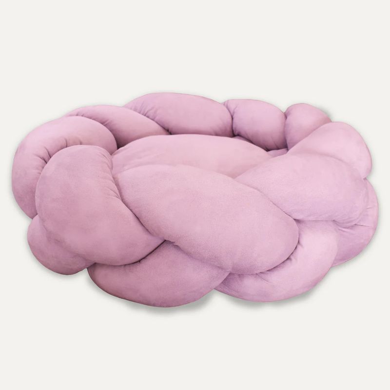 Goo-eez Round Braided Suede Pet Bed Pink