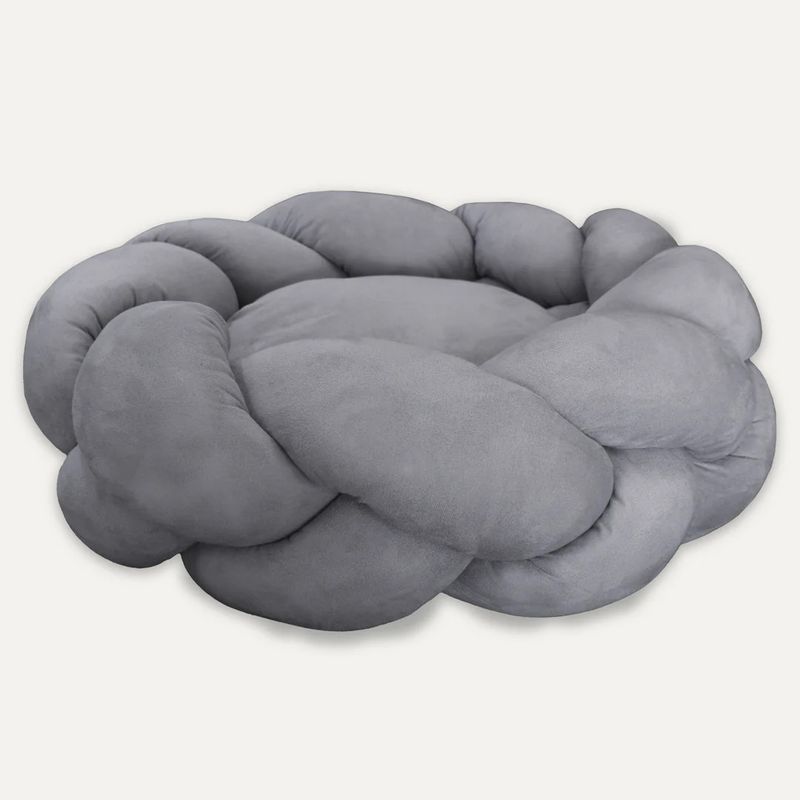 Goo-eez Round Braided Suede Pet Bed Light Grey