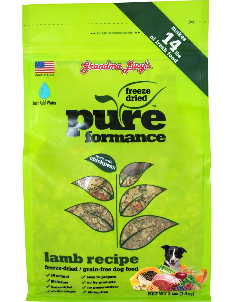 Grandma Lucy&#39;s Pureformance Lamb Recipe Freeze-Dried Grain Free Dog Food 10 Lb