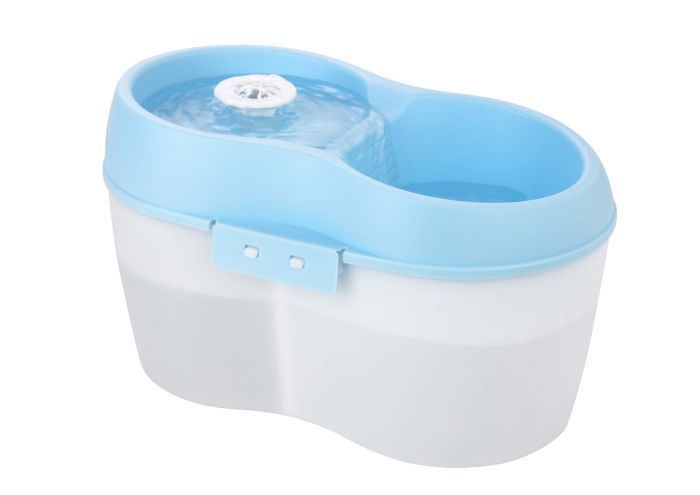 H20 Drinking Fountain for Cats White and Clear Blue 2 L Capacity