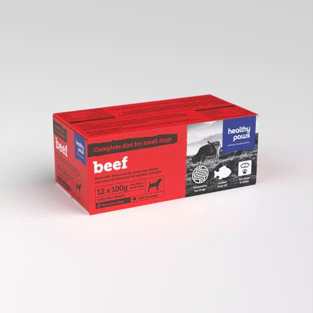 Healthy Paws Complete Dinner Small Dog Beef 12 x 100 g