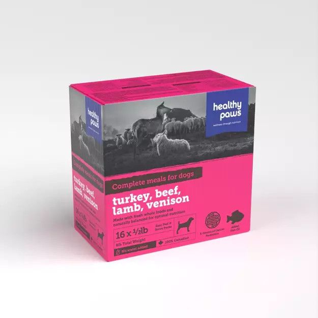 Healthy Paws Complete Dinner Variety Pack Turkey, Lamb, Beef, Venison 16 x 8oz