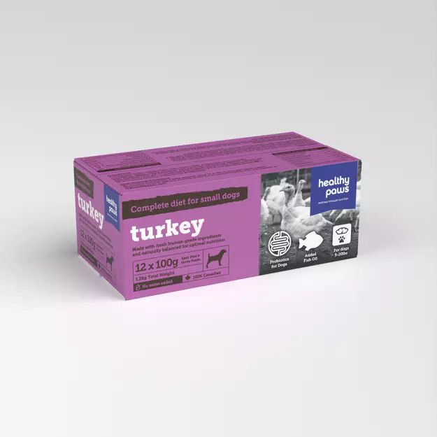 Healthy Paws Complete Dinner Small Dog Turkey 12 X 100g