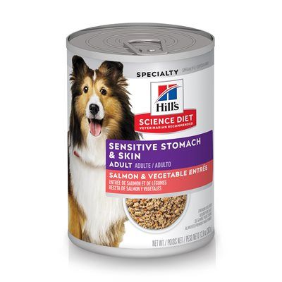 Hill&#39;s Science Diet Canine Adult Sensitive Stomach &amp; Skin Salmon &amp; Vegetables Entree Can 12.8Oz