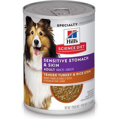 Hill&#39;s Science Diet Canine Adult Sensitive Stomach &amp; Skin Tender Turkey and Rice 12.5 oz